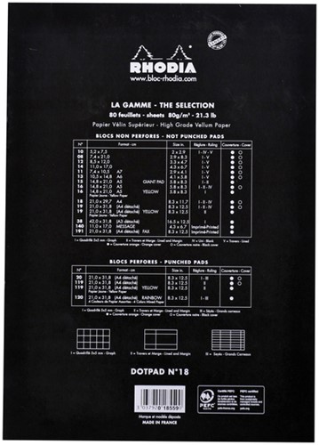 Schrijfblok Rhodia A4 dots 80v 90gr zwart 1 Stuk-2