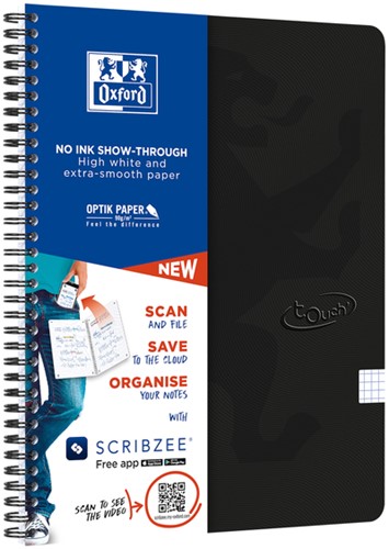 Spiraalblok Oxf Touch A4 ruit 5mm 140pag 80gr zw 1 Stuk-3