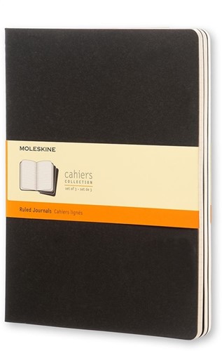 Schrift Moleskine 190x250mm lijn 240pag zwart 3st 3 Stuk