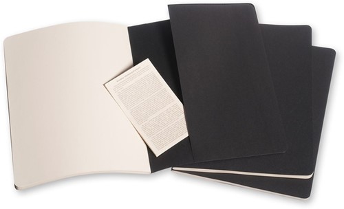 Schrift Moleskine 190x250mm blc 240pag zwart 3st 3 Stuk-1