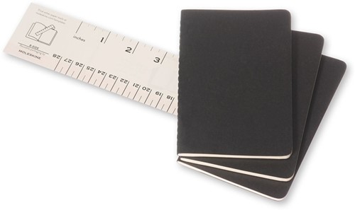 Schrift Moleskine 90x140mm blc 240pag zwart 3st 3 Stuk-2