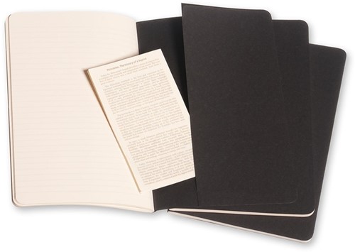 Schrift Moleskine 130x210mm lijn 160pag zwart 3st 3 Stuk-1