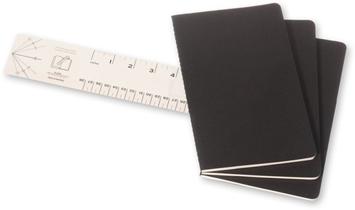 Schrift Moleskine 130x210mm blc 160pag zwart 3st 3 Stuk-2