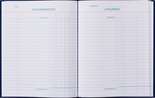 Kasboek 165x210mm 96blz 2 kolommen blauw 1 Stuk