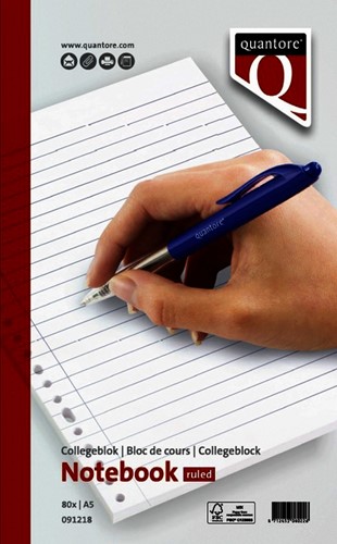 Collegeblok Quantore A5 lijn 17-gaats 160pg 70gr 1 Stuk-3