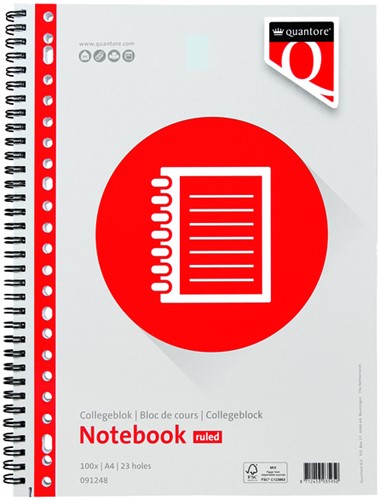 Collegeblok Quantore A4 lijn 23-gaats 200p 70gr 1 Stuk