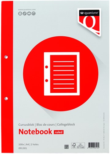 Cursusblok Quantore A4 lijn met kantlijn 200pg 1 Stuk