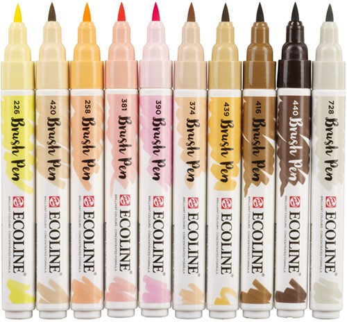 Brushpen Talens Ecoline set 10 stuks huid 10 Stuk-2