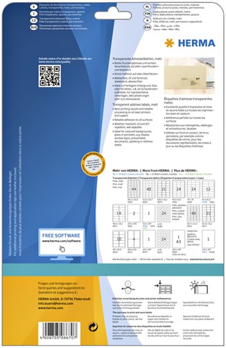 Etiket HERMA 8670 A4 63.5x38.1mm folie transp mat 25 Vel-2