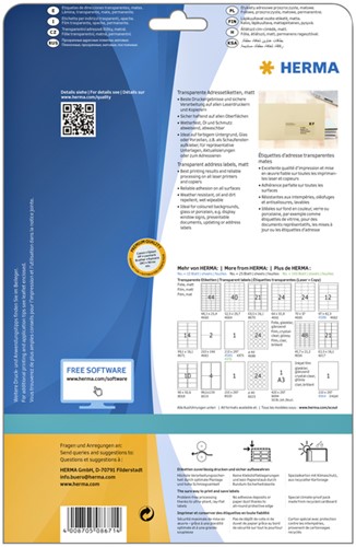 Etiket HERMA 8671 A4 99.1x38.1 folie transp mat 25 Vel-2