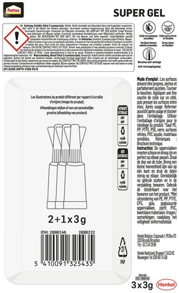 Secondelijm Pattex super gel 3gr blister 2+1 3 Stuk-3
