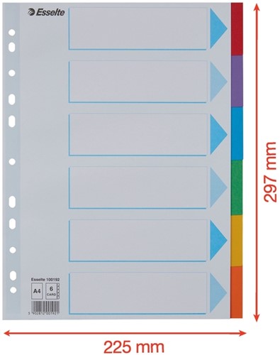 Tabbladen Esselte Stand A4 6dlg karton 11r ass 1 Set-2