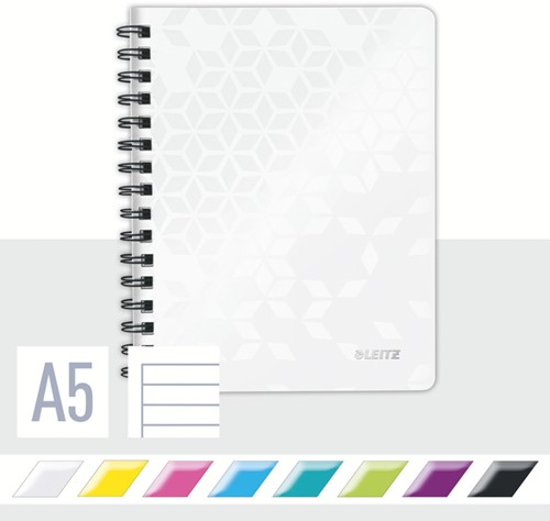 Notitieboek Leitz WOW A5 lijn spiraal PP wit 1 Stuk-5