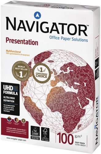 Kopieerpapier Navigator Presentation A4 100gr wit 500 Vel