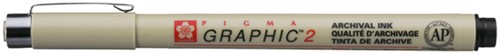 Fineliner Sakura Pigma Graphic 2 2.0mm zwart 1 Stuk