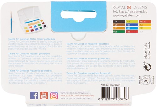 Aquarelverf Talens Art Creation set 12 kleuren 1 Stuk-3