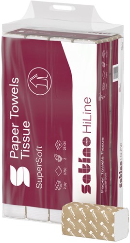 Handdoek Satino PT2 HiLine 206x320mm wit 276600 25 pak