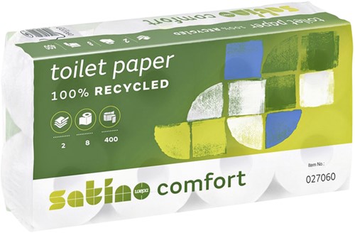 Toiletpapier Satino MT1 Comfort 2laags 400 vel wit 8 Rol
