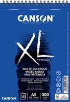 Mixed mediapapier Canson XL Textured 300gr A5 wit 1 Stuk