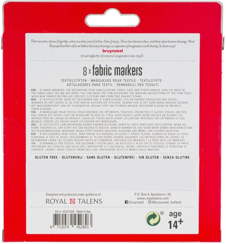 Textielstift Bruynzeel Teens set 8 kleuren 8 Stuk-3