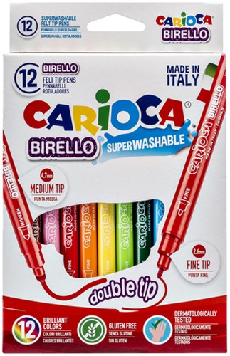 Viltstift Carioca Birello dubbelpunters ass 12st 12 Stuk