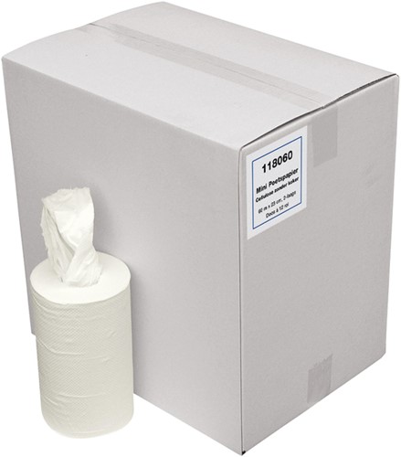 Poetspapier mini 2l 60m wit 12 Rol-2