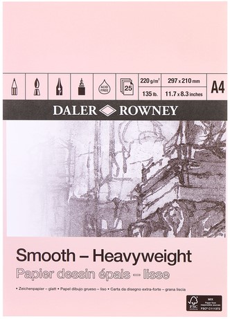 Blok Daler glad papier 220gr A4 25 vel 1 Stuk