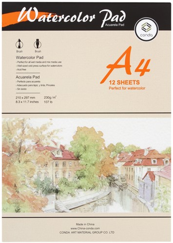 Aquarelblok Conda A4 230 gr 1 Stuk