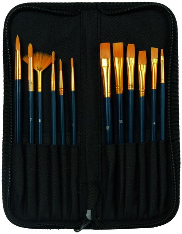 Kwasten set Conda  synthetisch 12 stuks  in etui 12 Stuk