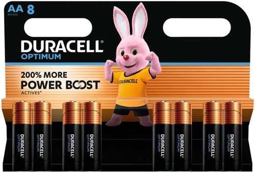 Batterij Duracell Optimum 200 procent 8x AA 8 Stuk