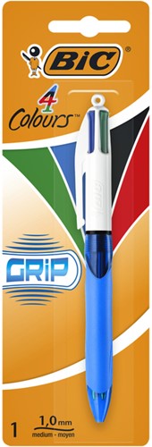 Balpen Bic 4kleuren grip M blauw 1 Stuk