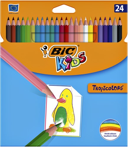 Kleurpotlood BicKids Tropicolors 24st assorti 24 Stuk