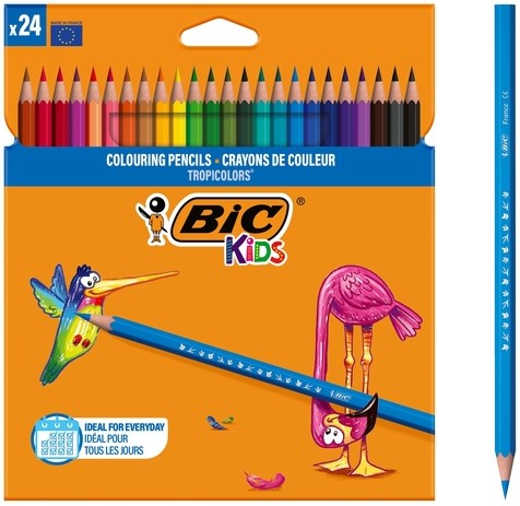 Kleurpotlood BicKids Tropicolors 24st assorti 24 Stuk
