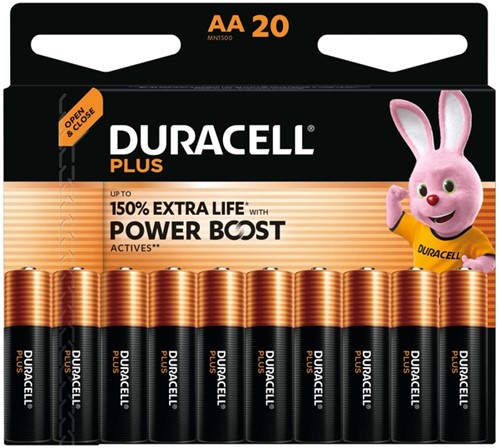 Batterij Duracell Plus power boost 20x AA 20 Stuk