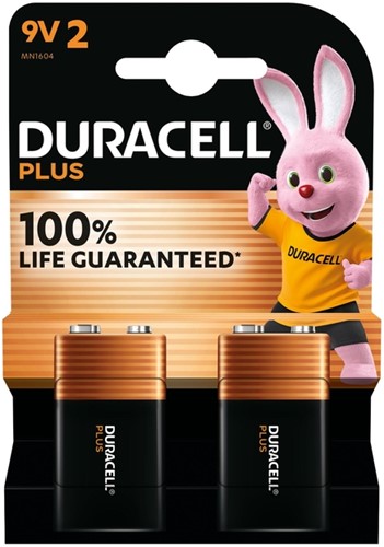 Batterij Duracell Plus blok 9v 2st 2 Stuk