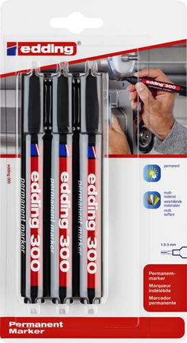 Viltstift edding 300 rond 1.5-3mm blist3 zwart 3 Stuk