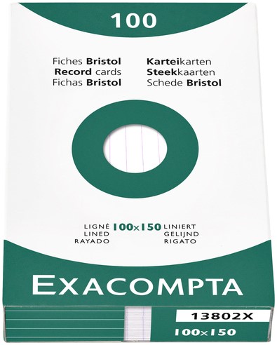 Systeemkaart Exacompta 100x150mm lijn wit 100 Stuk