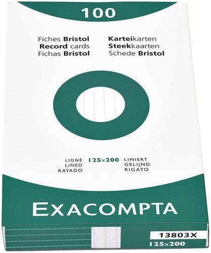Systeemkaart Exacompta 125x200mm lijn wit 100 Stuk