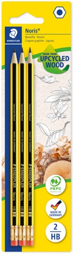 Potlood Staedtler Noris standaard 120-0 hb met gum 3 Stuk