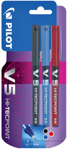 Rollerpen PILOT V5 fijn 3st assorti 3 Stuk