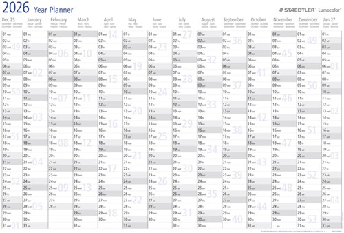 Jaarplanner 2026 Staedtler 84x60cm oprolbaar 1 Stuk