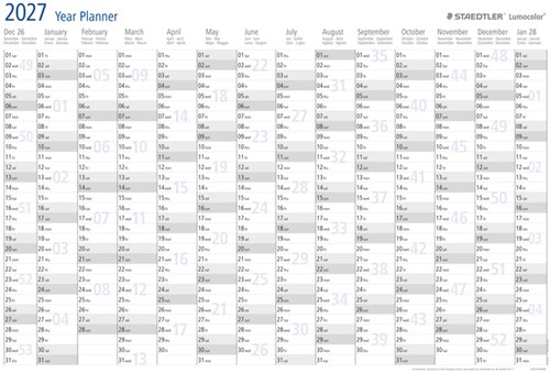 Jaarplanner 2027 Staedtler 84x60cm oprolbaar 1 Stuk