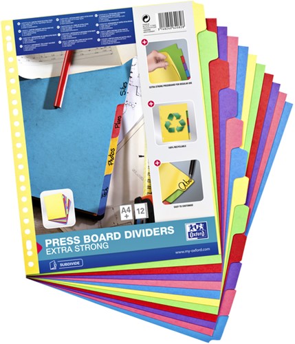 Tabbladen Oxford A4 23r 12 delig karton kleur 1 Stuk