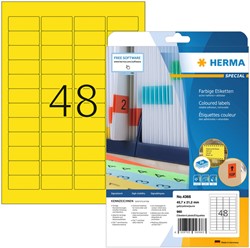 Etiket HERMA 4366 A4 45.7x21.2mm verwijderb geel 25 Vel