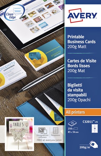 Visitekaart Avery C32011-10 85x54mm 100st 10 Vel