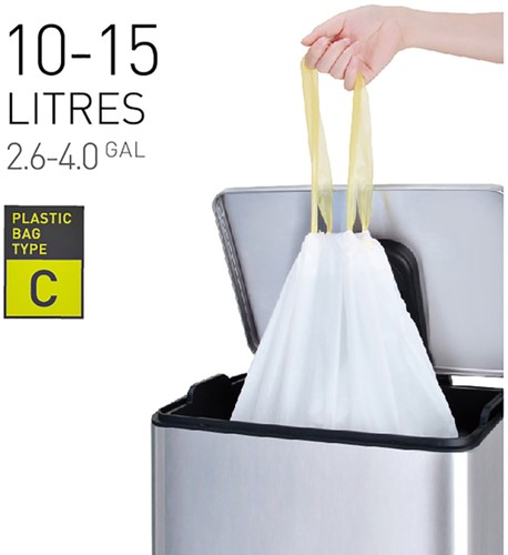 Afvalzak EKO MDPE type C trekb 45x50cm 10-15L wit 20 Stuk