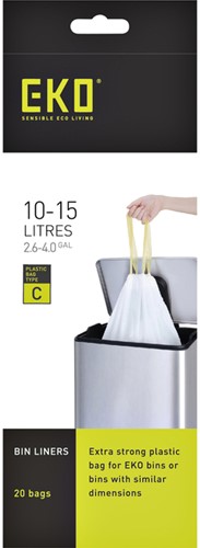 Afvalzak EKO MDPE type C trekb 45x50cm 10-15L wit 20 Stuk-2