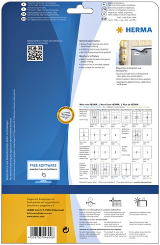 Etiket HERMA 4600 210x148mm A4 folie 20st wit 10 Vel-5