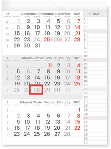 3-Maandkalender 2026 Manager compact-formaat notes 1 Stuk