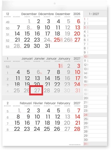 3-Maandkalender 2027 Manager compact-formaat notes 1 Stuk